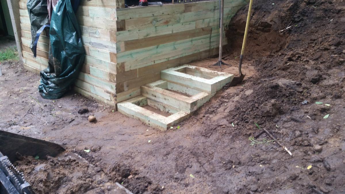 timber wall stairs project
